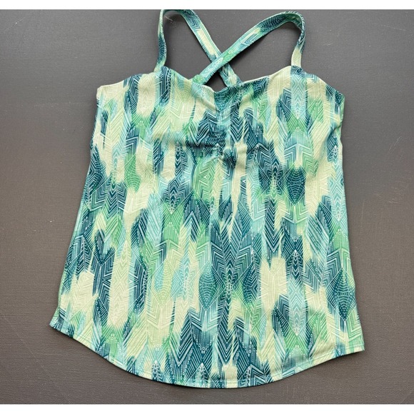 Marmot Crossover Tank Top Women's Small Green Blue Patterned Activewear Yoga Gym - Picture 1 of 11